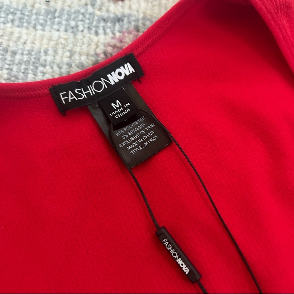 Red Ribbed Bodysuit NWT size M - Picture 3 of 8